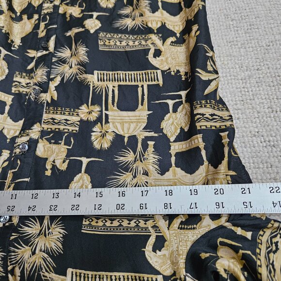 J. McLaughlin Denver Silk Blend Shirt Blouse Black Tan Large L India Work Casual - Picture 5 of 9